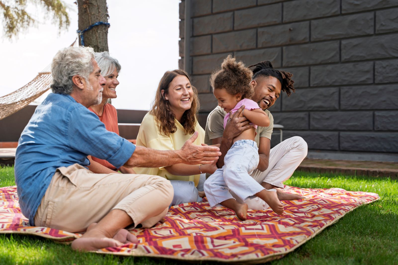 Family spending time outside